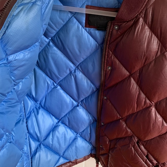 J.Crew Collection Shiny Maroon Puffer Bomber Jacket - Picture 2 of 8